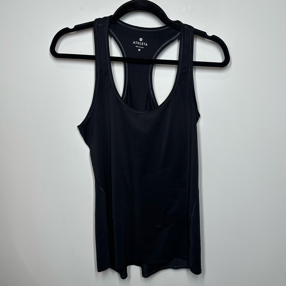 Athleta Racerback Stretch Cotton Blend Tank Top Black - Picture 1 of 3